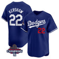 vanessashop Los Angeles Dodgers #22 Clayton Kershaw Royal  2024 World Series Champions Alternate Limited Stitched Jersey