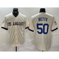vanessashop Los Angeles Dodgers #50 Mookie Betts Cream  Stitched Jersey